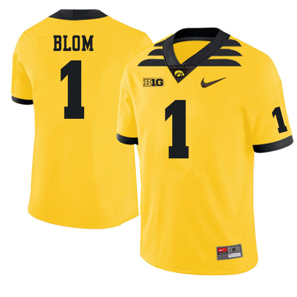 Men #1 Aaron Blom Iowa Hawkeyes College Football Jerseys Sale-Gold